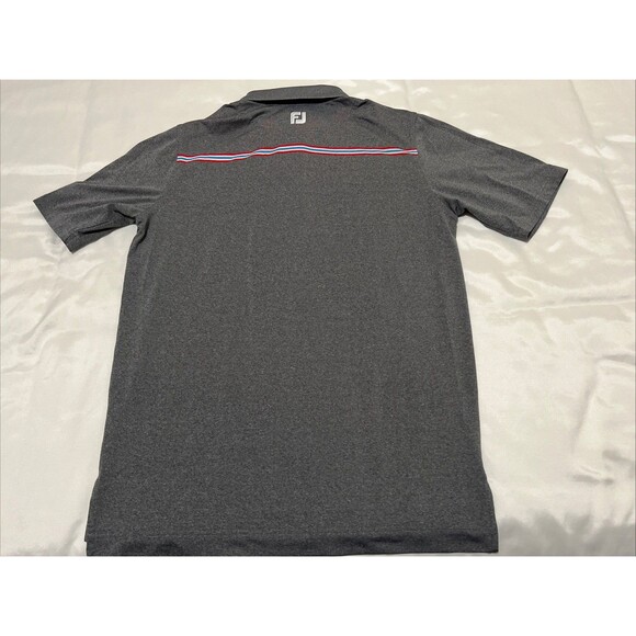 FootJoy Titleist Patch Golf Polo Gray Red Stripe Stretch Mens M Performance - Picture 12 of 16